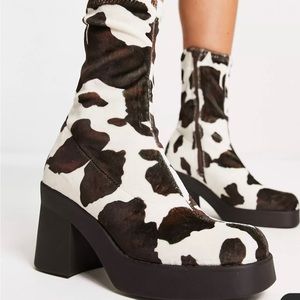 Steve Madden Klayton Heeled Boots in Cow Print